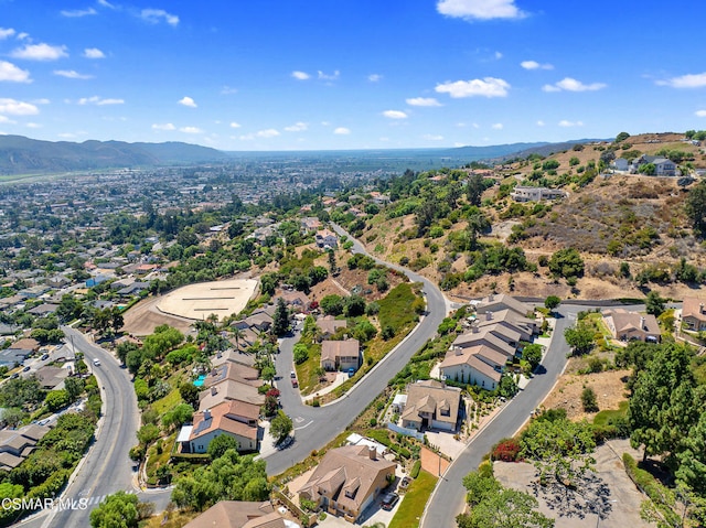 bird's eye view with a mountain view