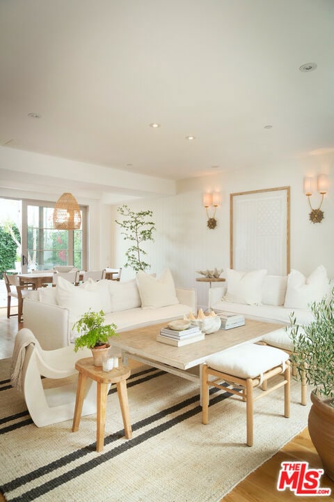 living room featuring light wood-type flooring