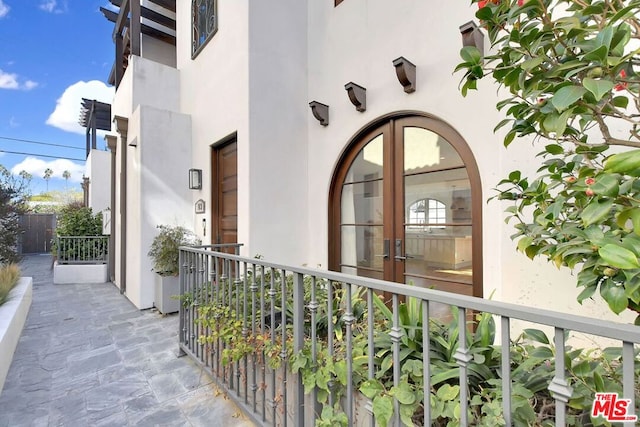 property entrance with french doors