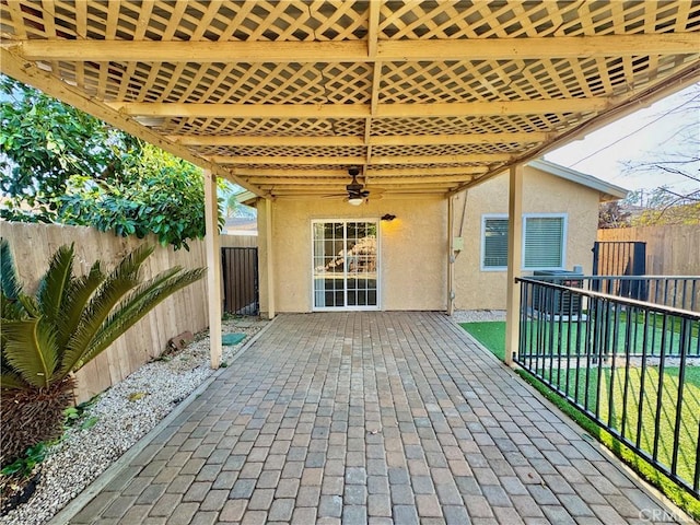 view of patio / terrace with ceiling fan