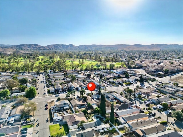 bird's eye view with a mountain view