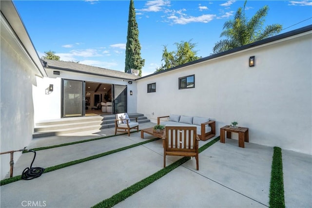 exterior space with an outdoor living space