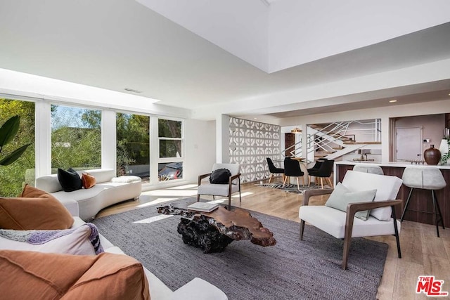 living room featuring light hardwood / wood-style floors