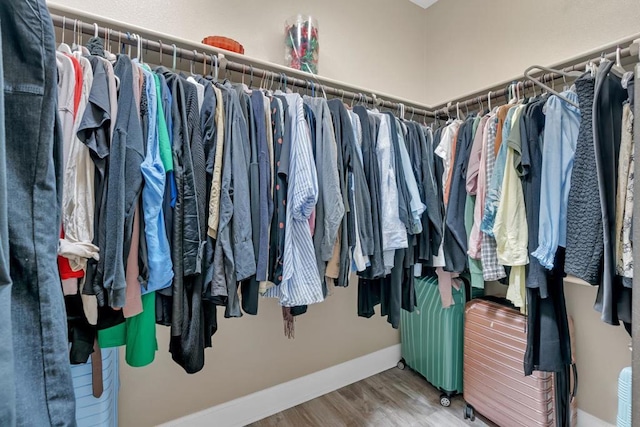 spacious closet featuring hardwood / wood-style flooring