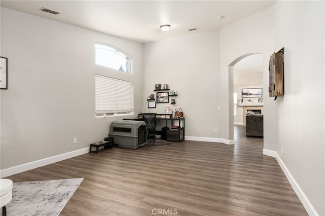 misc room with hardwood / wood-style floors