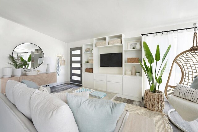 living room featuring light wood-type flooring