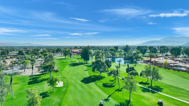 aerial view with a water and mountain view