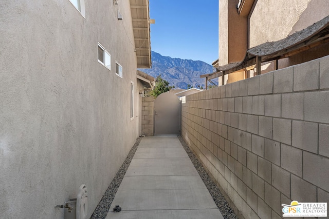 view of home's exterior featuring a mountain view