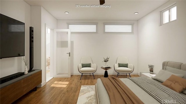 sitting room with light wood-type flooring