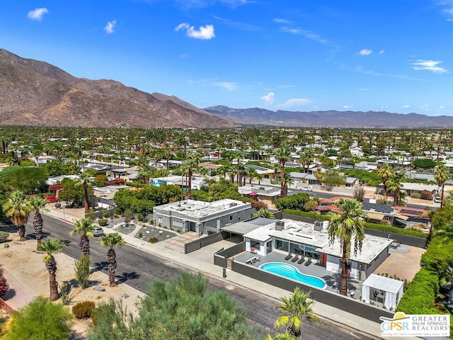 bird's eye view with a mountain view