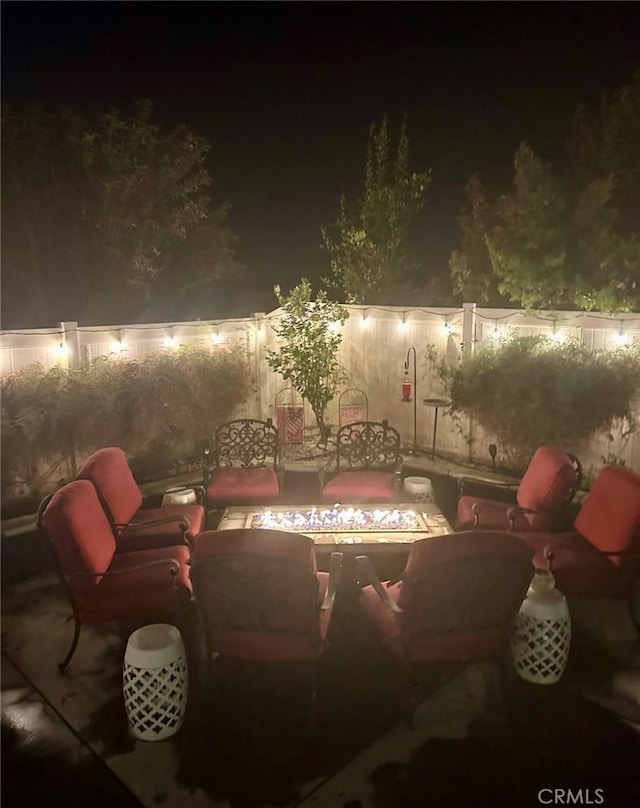 view of patio at night