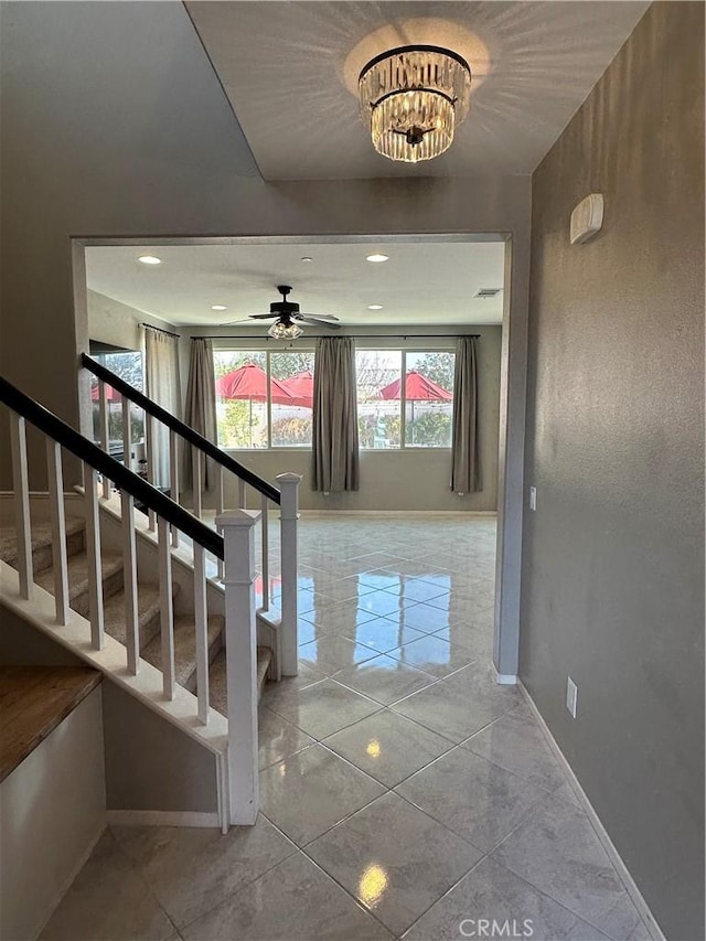 interior space with a notable chandelier