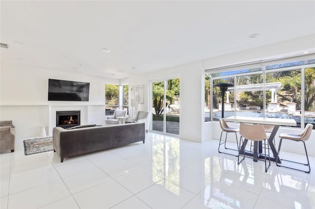 view of tiled living room