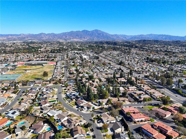 drone / aerial view with a mountain view