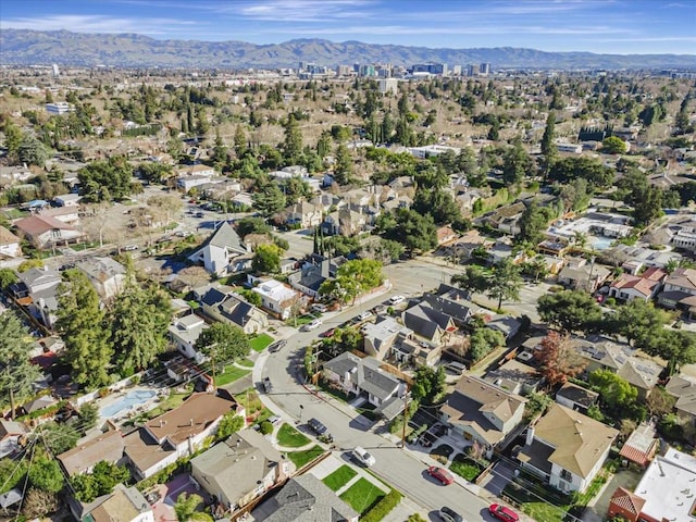 drone / aerial view with a mountain view