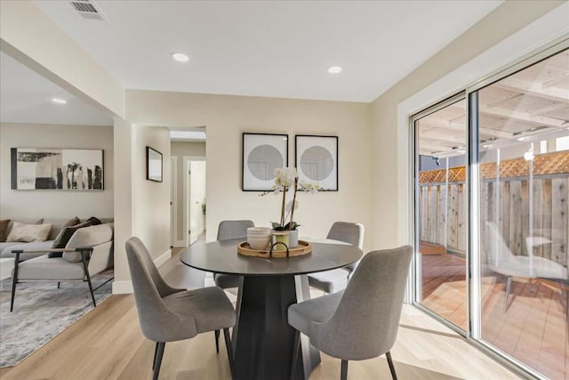 dining area featuring light hardwood / wood-style floors