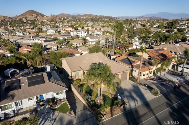 bird's eye view with a mountain view