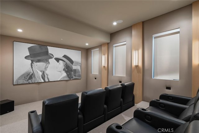 view of carpeted cinema room