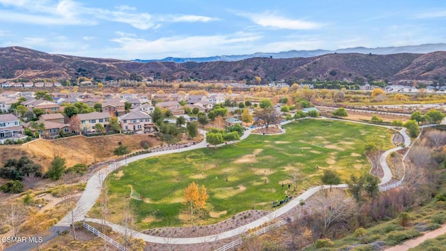 bird's eye view with a mountain view