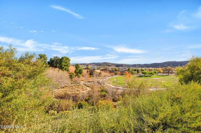 view of mountain feature with a rural view