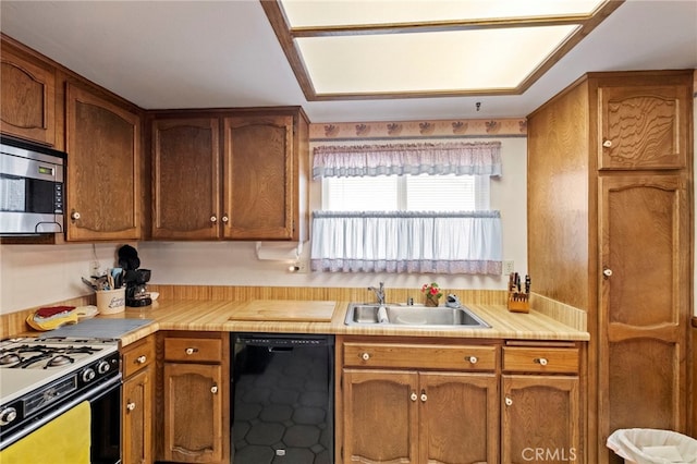 kitchen with sink, dishwasher, and range with gas stovetop