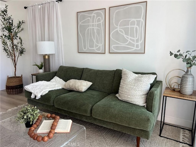 living room with hardwood / wood-style flooring