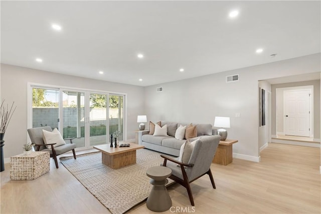 living room featuring light wood-type flooring