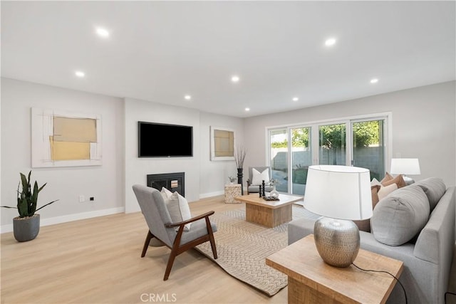 living room with light wood-type flooring