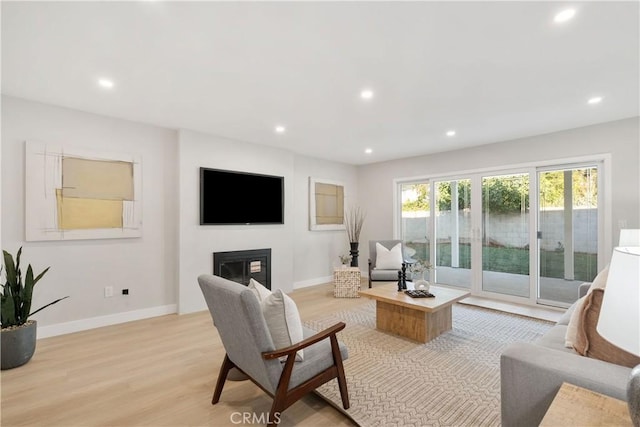 living room featuring light wood-type flooring