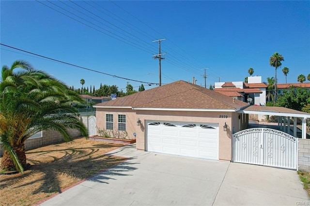 ranch-style home with a garage