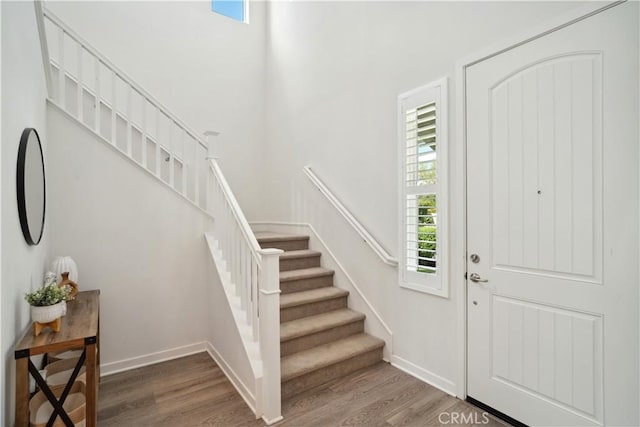 foyer entrance featuring hardwood / wood-style floors