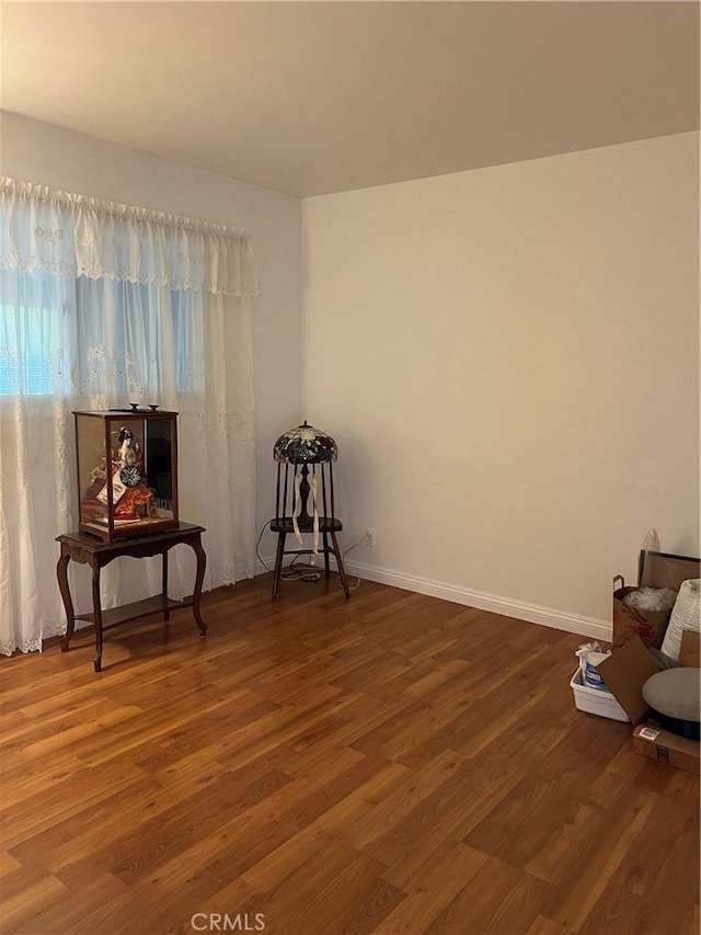 living area with dark hardwood / wood-style flooring