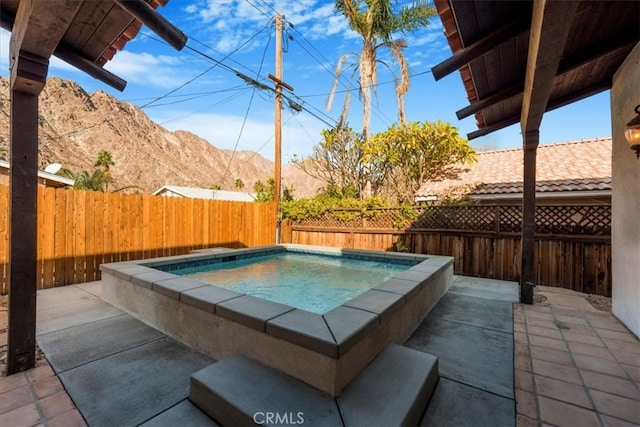 view of pool featuring a mountain view