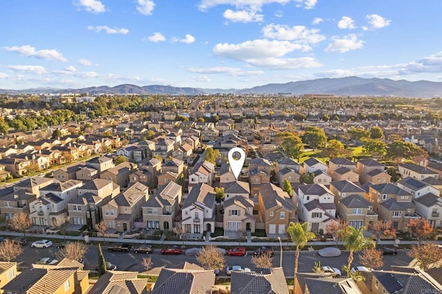 aerial view with a residential view and a mountain view