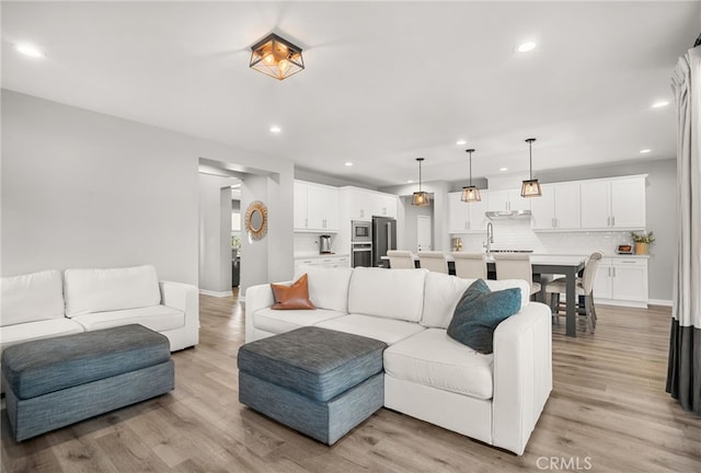 living room with light wood-type flooring