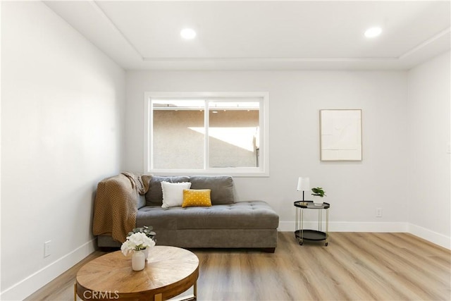 living area featuring light hardwood / wood-style flooring