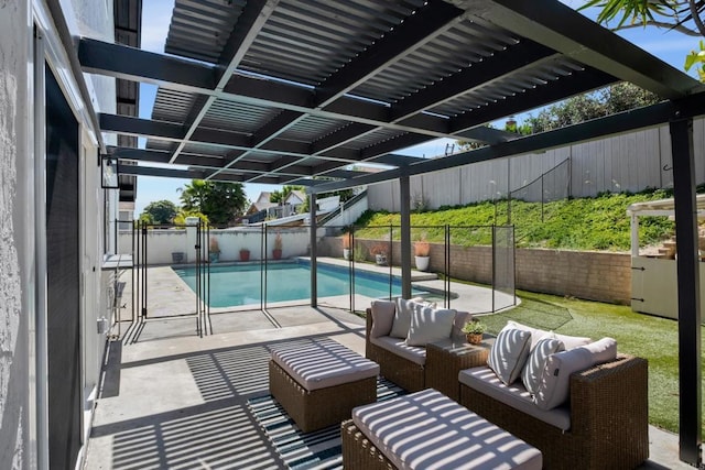 view of swimming pool featuring an outdoor hangout area and a patio area