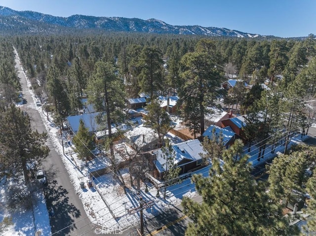 drone / aerial view featuring a mountain view