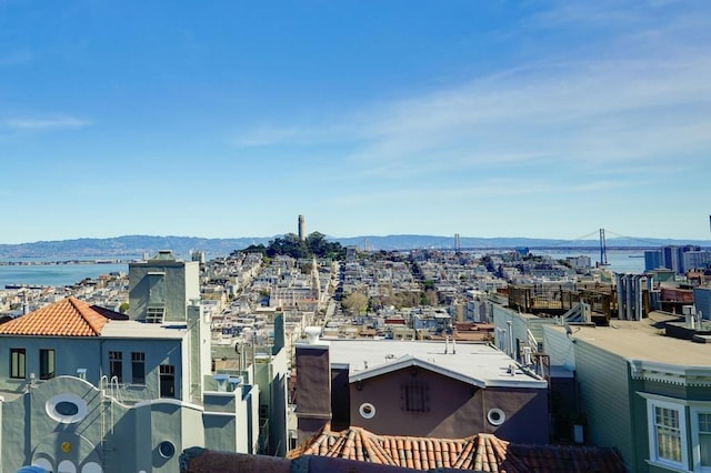 city view with a water and mountain view