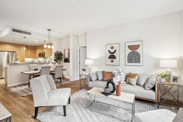 living room featuring light hardwood / wood-style floors