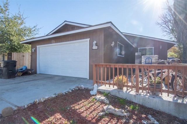 exterior space with a garage