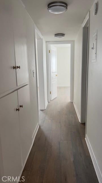 corridor featuring dark hardwood / wood-style flooring