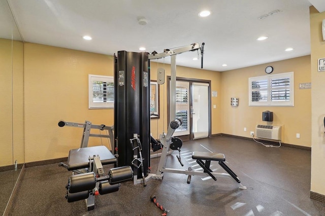 workout area with a wall mounted AC