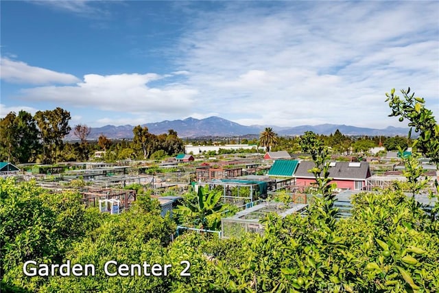 exterior space featuring a mountain view