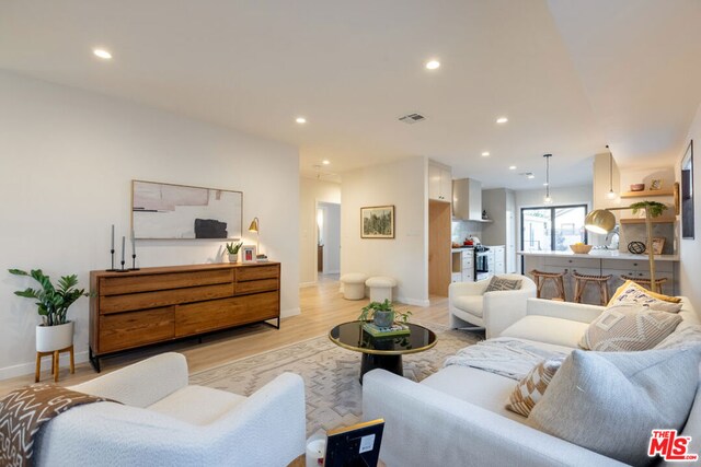 living room featuring light hardwood / wood-style flooring