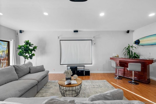 living room with hardwood / wood-style floors