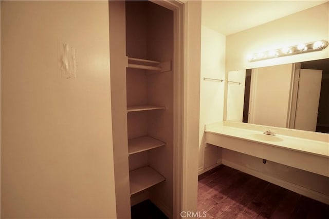 bathroom featuring sink and hardwood / wood-style flooring