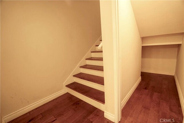 stairway with wood-type flooring