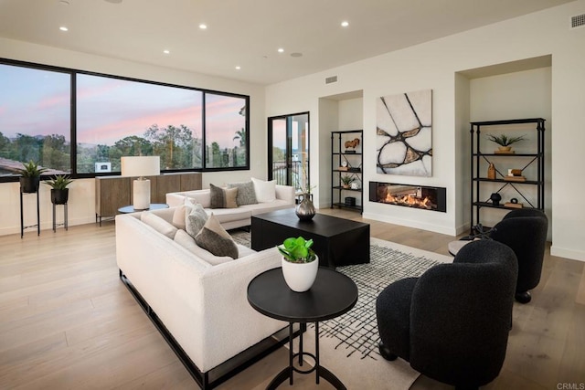 living room featuring light hardwood / wood-style flooring