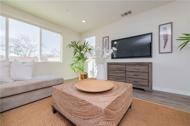 sitting room with light wood-type flooring